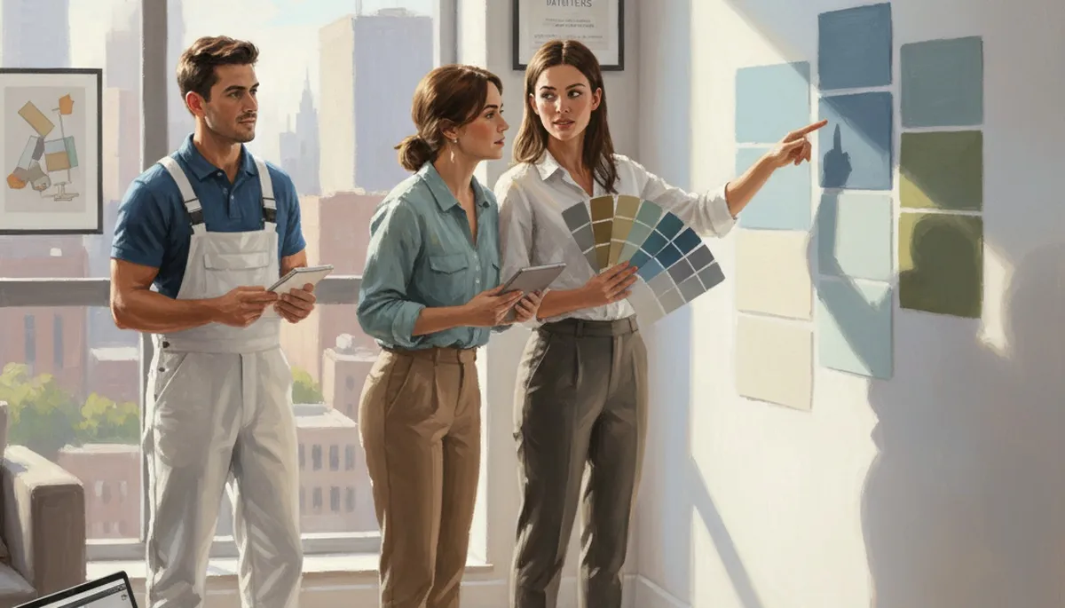 Harrisburg, PA painter helping homeowners choose interior paint colors for a professional color consultation