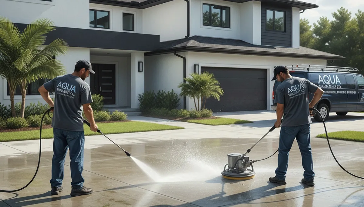Concrete pressure cleaning in Harrisburg, PA removes stains and grime from driveway and patio surfaces