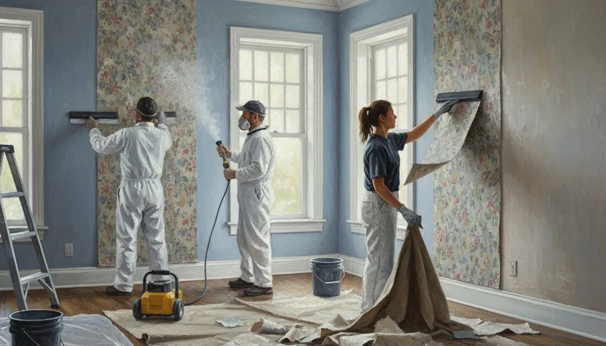 Wallpaper removal service in Harrisburg, PA, preparing walls for painting in an older home